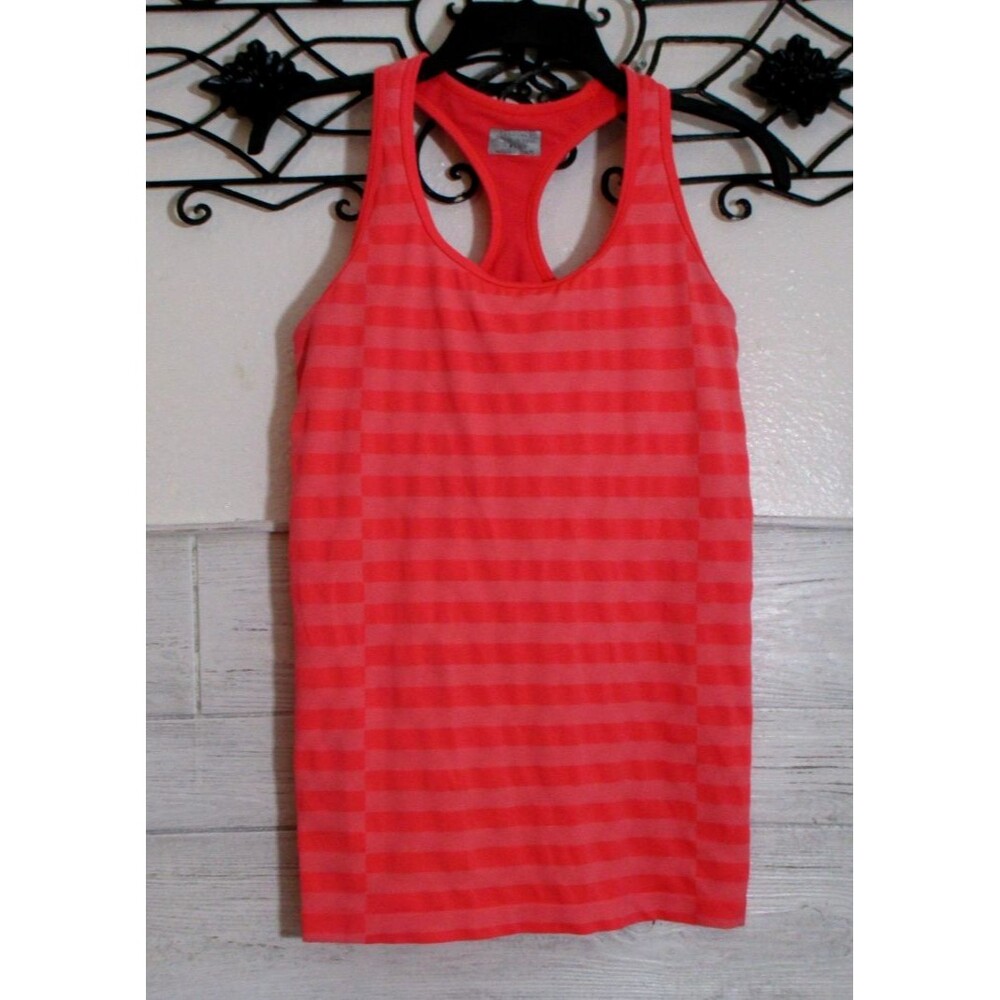 Athleta Compression Activewear Tank Top Women's XL Orange Striped Sleeveless